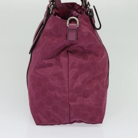 GUCCI GG Canvas Guccissima Hand Bag Nylon Pink Silver - Picture 4 of 16